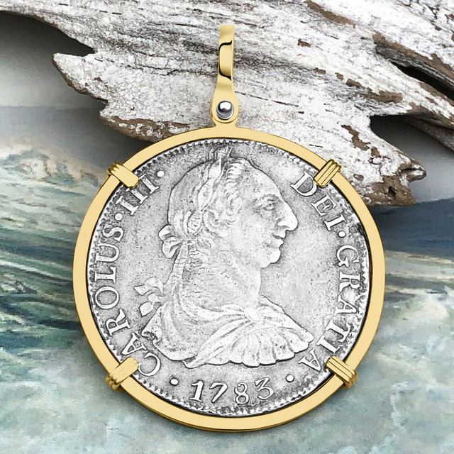STUNNING Grade 1 Plus - El Cazador Shipwreck 1783 8 Reale "Piece of 8" 14K Gold Treasure Coin Pendant