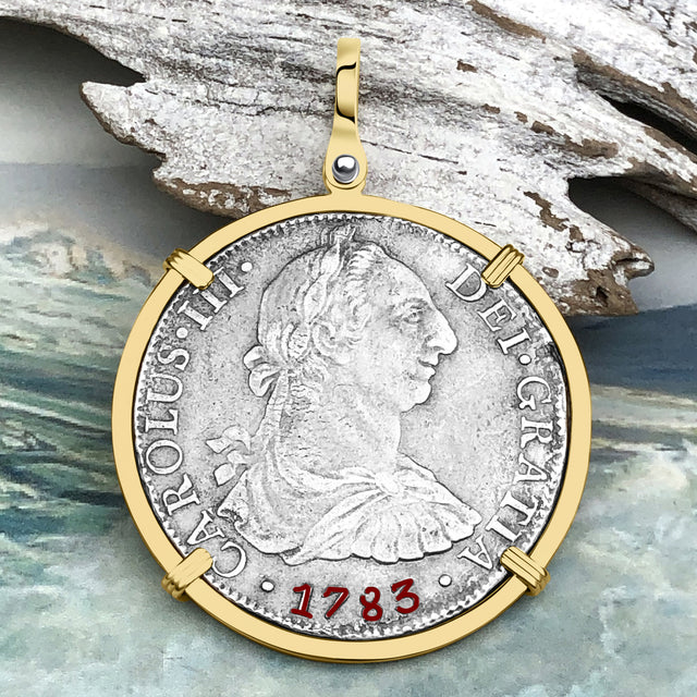 STUNNING Grade 1 Plus - El Cazador Shipwreck 1783 8 Reale "Piece of 8" 14K Gold Treasure Coin Pendant