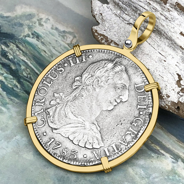 STUNNING Grade 1 Plus - El Cazador Shipwreck 1783 8 Reale "Piece of 8" 14K Gold Treasure Coin Pendant