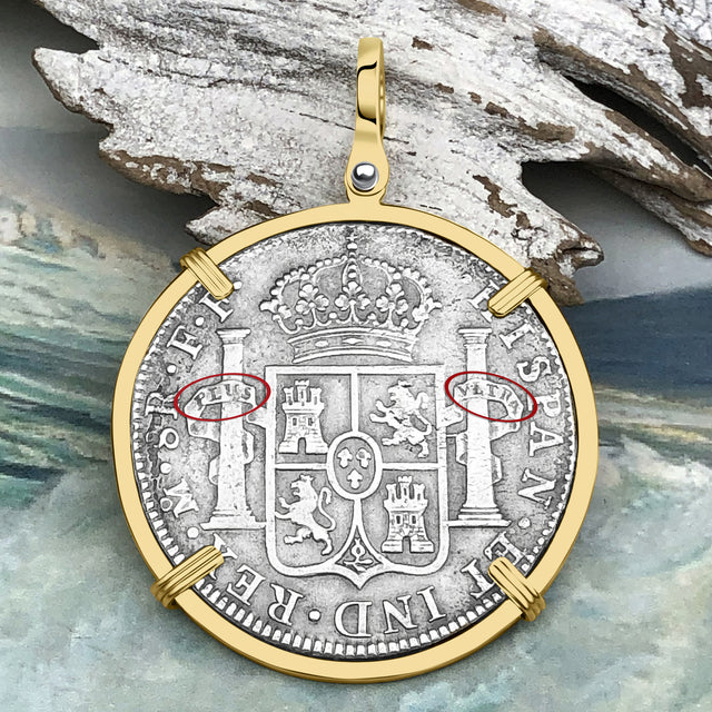 STUNNING Grade 1 Plus - El Cazador Shipwreck 1783 8 Reale "Piece of 8" 14K Gold Treasure Coin Pendant