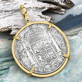 STUNNING Grade 1 Plus - El Cazador Shipwreck 1783 8 Reale "Piece of 8" 14K Gold Treasure Coin Pendant