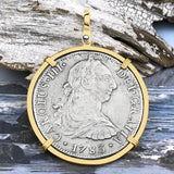 STUNNING El Cazador Shipwreck 1783 8 Reale "Piece of 8" 14K Gold Treasure Coin Pendant