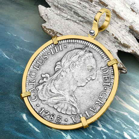 STUNNING Grade 1 Plus - El Cazador Shipwreck 1783 8 Reale "Piece of 8" 14K Gold Treasure Coin Pendant