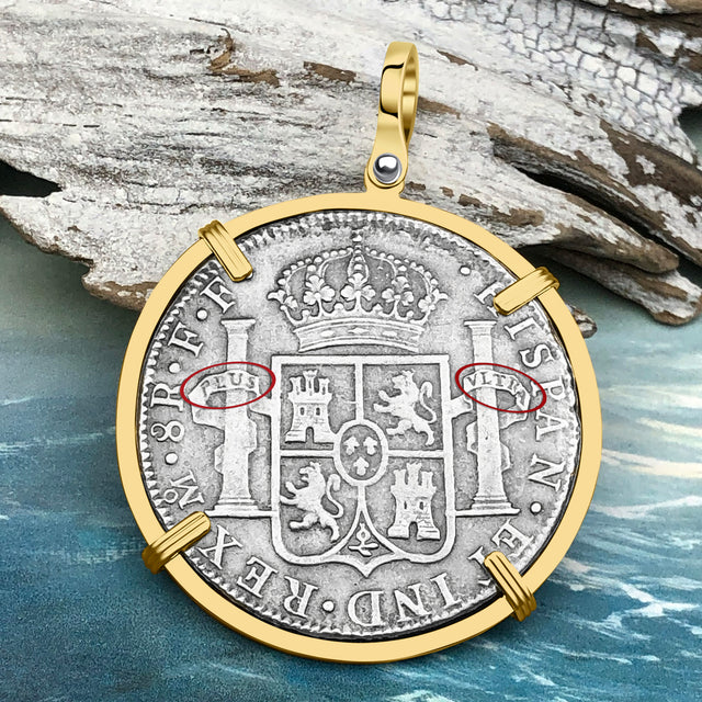 STUNNING Grade 1 Plus - El Cazador Shipwreck 1783 8 Reale "Piece of 8" 14K Gold Treasure Coin Pendant