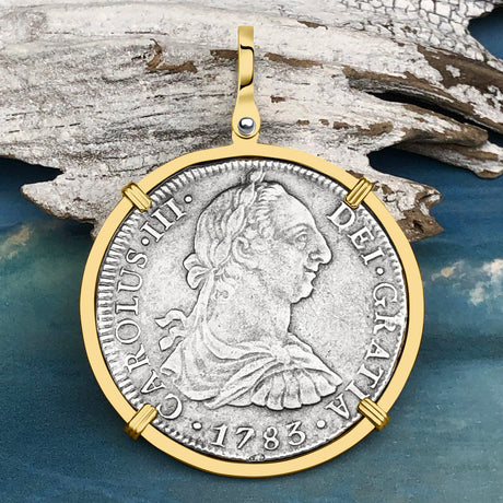 STUNNING Grade 1 Plus - El Cazador Shipwreck 1783 8 Reale "Piece of 8" 14K Gold Treasure Coin Pendant