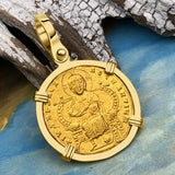 Jesus Christ King of Kings 24K Gold Solidus Coin 945 AD 18K Gold Pendant