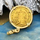 Jesus Christ King of Kings 24K Gold Solidus Coin 945 AD 18K Gold Pendant