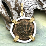 Biblical Widow's Mite 14K Gold and Sterling Silver Pendant