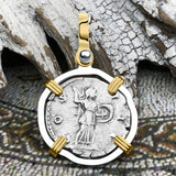 Roman Empire Silver Denarius Coin of Marcus Aurelius, the Philosopher Warrior 169 AD 14K Gold and Sterling Silver Pendant