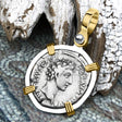 Roman Empire Silver Denarius Coin of Marcus Aurelius, the Philosopher Warrior 140 AD 14K Gold & Sterling Silver Pendant