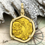 Pirate Era Circa 1630 22K Gold Two Escudo - the Legendary Doubloon - 18K Gold Pendant