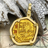 Pirate Era Circa 1630 22K Gold Two Escudo - the Legendary Doubloon - 18K Gold Pendant