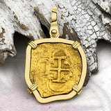 Heart Shaped Circa 1609 22K Gold Two Escudo - the Legendary Doubloon - 18K Gold Pendant | Artifact #7084