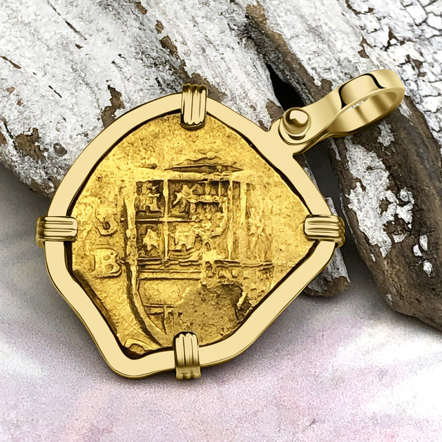 Heart Shaped Circa 1609 22K Gold Two Escudo - the Legendary Doubloon - 18K Gold Pendant | Artifact #7084