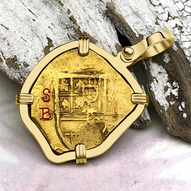 Heart Shaped Circa 1609 22K Gold Two Escudo - the Legendary Doubloon - 18K Gold Pendant | Artifact #7084