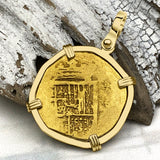 Circa 1605 22K Gold Two Escudo - the Legendary Doubloon - 18K Gold Pendant