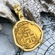Dated 1593 22K Gold 2 Escudo - the Legendary Doubloon - 18K Gold Pendant 