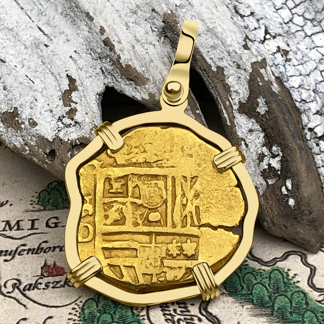 Pirate Era Circa 1615 22K Gold Two Escudo - the Legendary Doubloon - 18K Gold Pendant