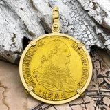 1792 Spanish 22K Gold Portrait 4 Escudo - the Legendary Pirate Era Doubloon - 18K Gold Pendant