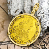 1792 Spanish 22K Gold Portrait 4 Escudo - the Legendary Pirate Era Doubloon - 18K Gold Pendant