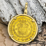 1792 Spanish 22K Gold Portrait 4 Escudo - the Legendary Pirate Era Doubloon - 18K Gold Pendant