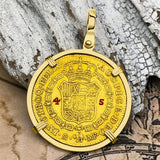 1792 Spanish 22K Gold Portrait 4 Escudo - the Legendary Pirate Era Doubloon - 18K Gold Pendant