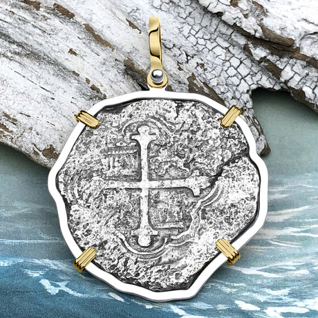 Mel Fisher's Atocha 8 Reale Shipwreck Coin 14K Gold & Sterling Silver Pendant