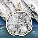 Mel Fisher's Atocha 8 Reale Shipwreck Coin 14K Gold & Sterling Silver Pendant