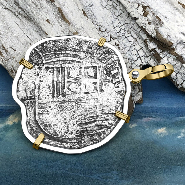 Mel Fisher's Atocha 8 Reale Shipwreck Coin 14K Gold & Sterling Silver Pendant