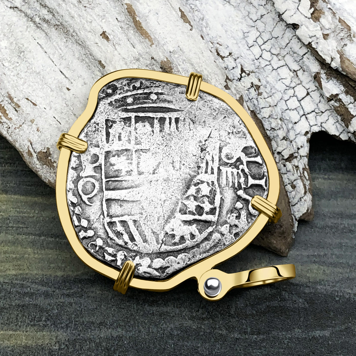 Mel Fisher's Atocha 4 Reale Shipwreck Coin 14K Gold Pendant
