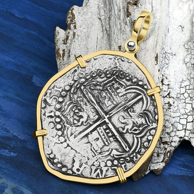 RARE Dated Mel Fisher's Atocha 8 Reale Shipwreck Coin 14K Gold Pendant