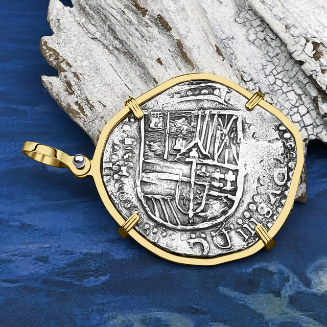 RARE Dated Mel Fisher's Atocha 8 Reale Shipwreck Coin 14K Gold Pendant