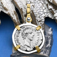 Roman Empire Silver Denarius Coin of Marcus Aurelius, the Philosopher Warrior 140 AD 14K Gold & Sterling Silver Pendant