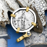 Roman Empire Silver Denarius Coin of Marcus Aurelius, the Philosopher Warrior 140 AD 14K Gold & Sterling Silver Pendant