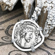 Roman Empire Silver Denarius Coin of Marcus Aurelius, the Philosopher Warrior 157 AD 14K White Gold Pendant