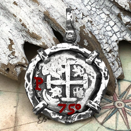 1750 Pirate Era Spanish 2 Reale "Piece of Eight" Sterling Silver TORTUGA COLLECTION Pendant
