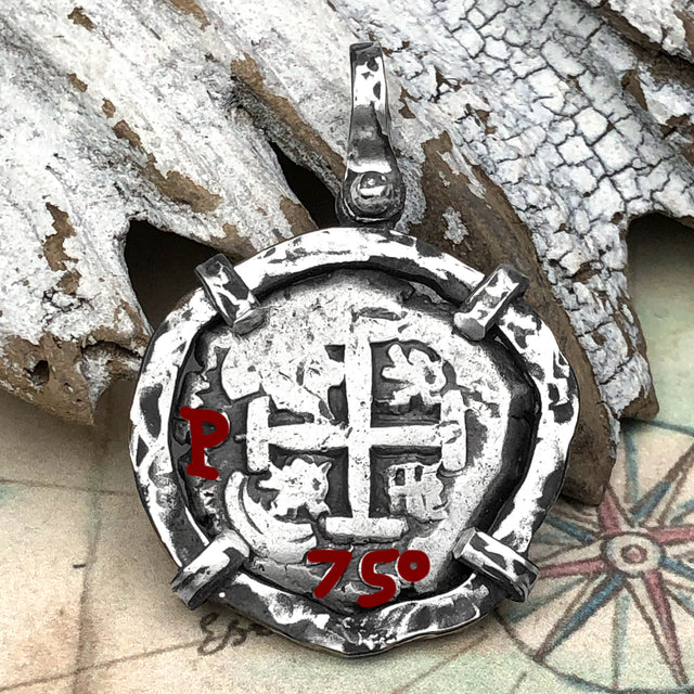1750 Pirate Era Spanish 2 Reale "Piece of Eight" Sterling Silver TORTUGA COLLECTION Pendant