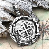 1750 Pirate Era Spanish 2 Reale "Piece of Eight" Sterling Silver TORTUGA COLLECTION Pendant