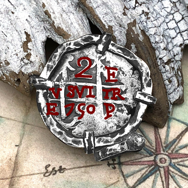 1750 Pirate Era Spanish 2 Reale "Piece of Eight" Sterling Silver TORTUGA COLLECTION Pendant