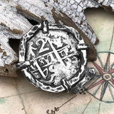 1750 Pirate Era Spanish 2 Reale "Piece of Eight" Sterling Silver TORTUGA COLLECTION Pendant
