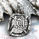 1756 Pirate Era Spanish 2 Reale Piece of 8 Sterling Silver TORTUGA COLLECTION Pendant 