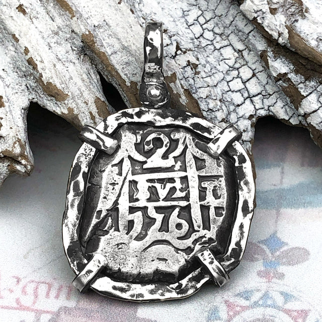 1756 Pirate Era Spanish 2 Reale Piece of 8 Sterling Silver TORTUGA COLLECTION Pendant 