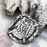 1756 Pirate Era Spanish 2 Reale Piece of 8 Sterling Silver TORTUGA COLLECTION Pendant 