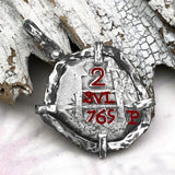 1765 Pirate Era Spanish 2 Reale Piece of 8 Sterling Silver TORTUGA COLLECTION Pendant