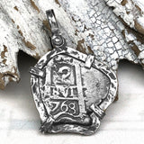 1768 Pirate Era Spanish 2 Reale Piece of 8 Sterling Silver TORTUGA COLLECTION Pendant
