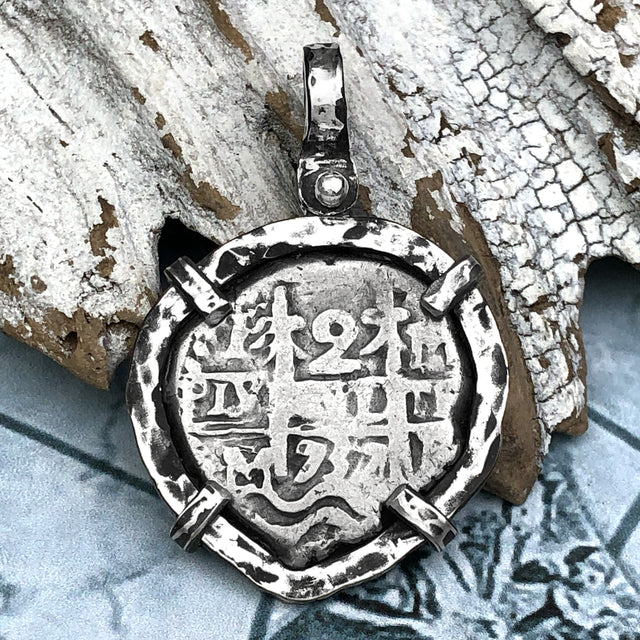 1737 Pirate Era Spanish 2 Reale Piece of 8 Sterling Silver TORTUGA COLLECTION Pendant