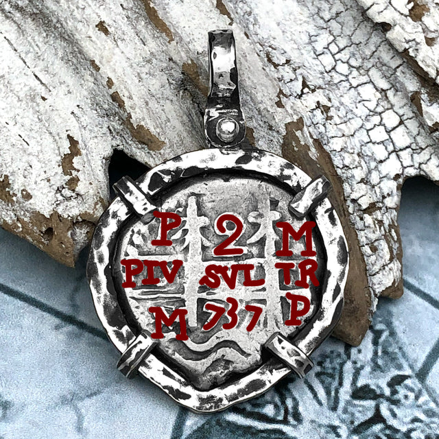 1737 Pirate Era Spanish 2 Reale Piece of 8 Sterling Silver TORTUGA COLLECTION Pendant