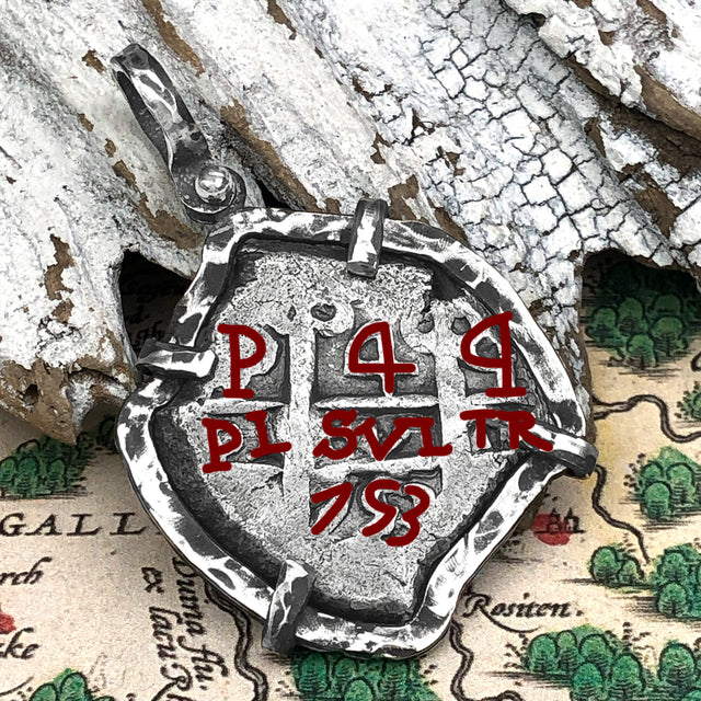 Pirate Era 1753 Spanish 4 Reale Piece of 8 Sterling Silver TORTUGA COLLECTION Pendant