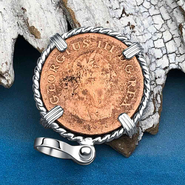 1806 Celtic Harp Irish Copper Farthing Dublin Hoard Sterling Silver Pendant