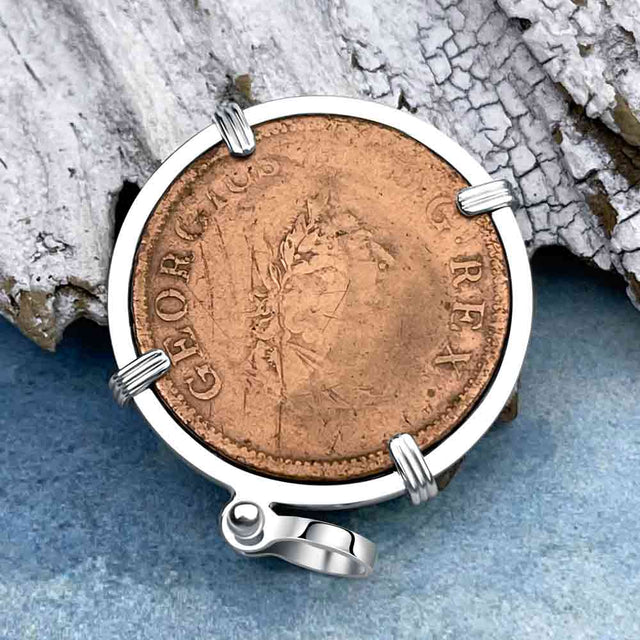 1805 Celtic Harp Irish Copper Half Penny Dublin Hoard Sterling Silver Pendant
